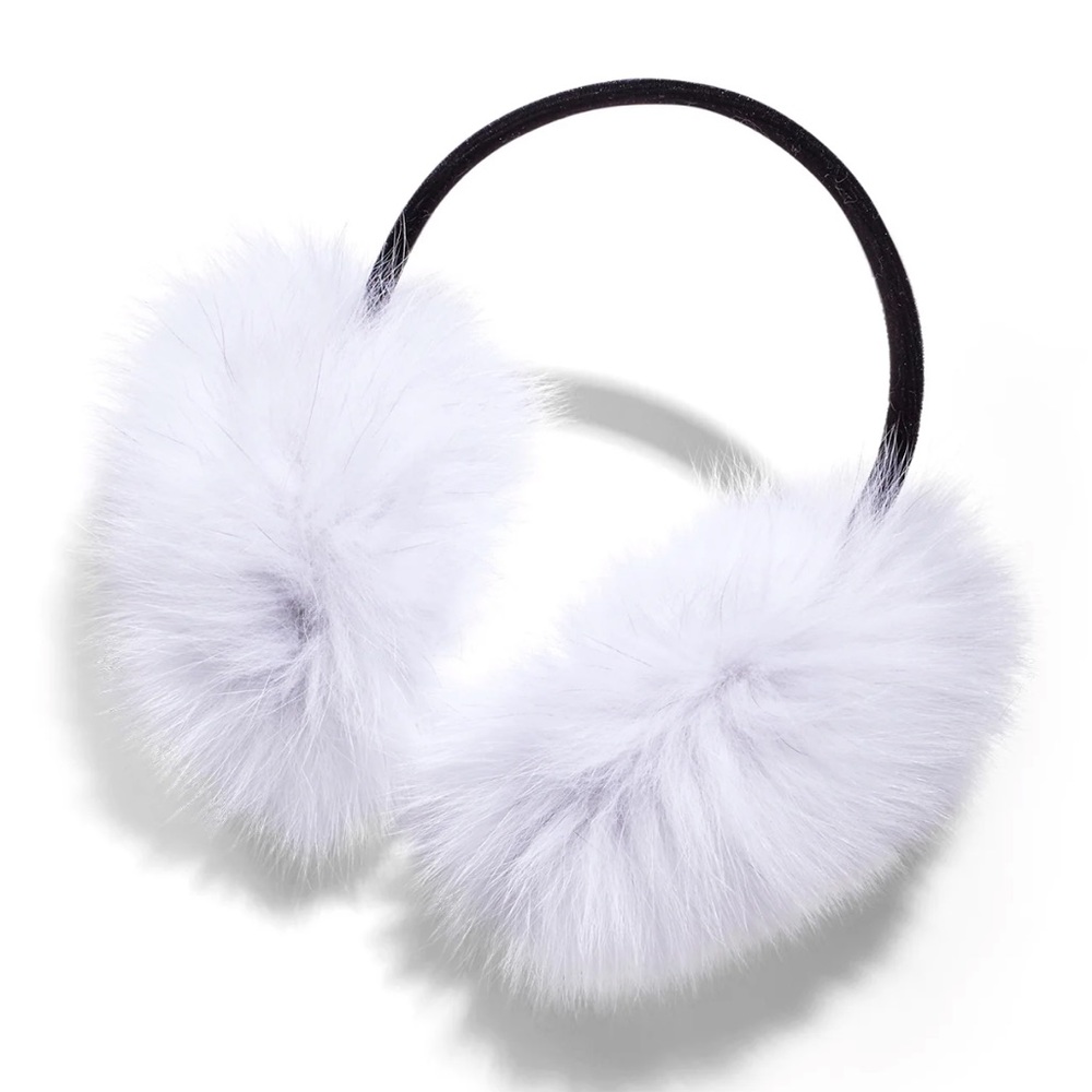 NWT White Fox Fuzzy Winter Fashion Ear Muffs